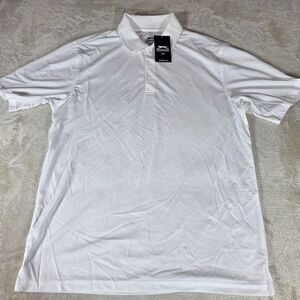 Slazenger Golf Polo Shirt Men's Sz Large White Short Sleeve Wicking + UPF 15 NWT